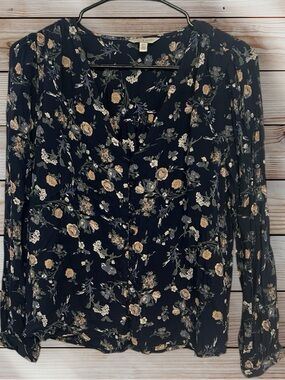 Lucky Brand Navy Floral Button-Up Blouse